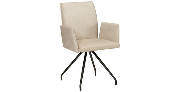 ARMLEHNSTUHL  , Typenauswahl  , Webstoff, Mikrofaser  ,  - Hellbraun/Beige, Design, Textil/Metall (60/91/60cm) - Moderano