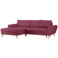 ECKSOFA in Webstoff Dunkelrot  - Eichefarben/Creme, Design, Holz/Textil (175/282cm) - Carryhome