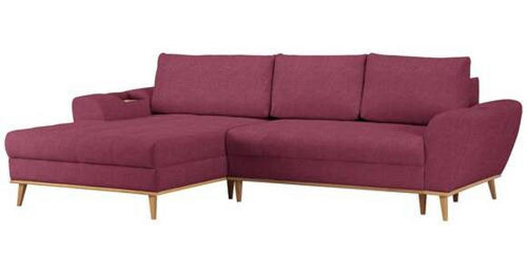 ECKSOFA in Webstoff Dunkelrot  - Eichefarben/Creme, Design, Holz/Textil (175/282cm) - Carryhome