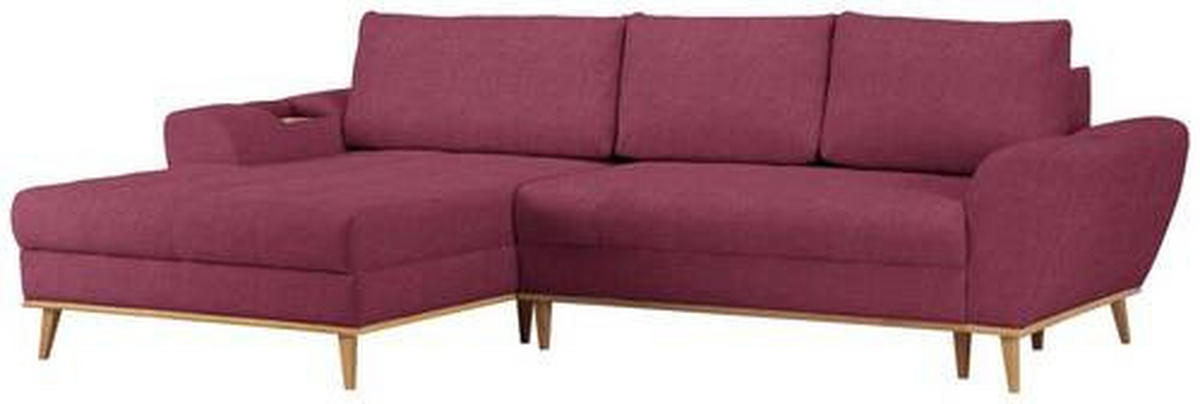 ECKSOFA in Webstoff Dunkelrot  - Eichefarben/Creme, Design, Holz/Textil (175/282cm) - Carryhome