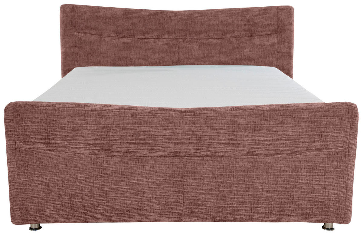 BOXSPRINGBETT 180/200 cm  in Rotbraun  - Chromfarben/Rotbraun, KONVENTIONELL, Textil/Metall (180/200cm) - Esposa