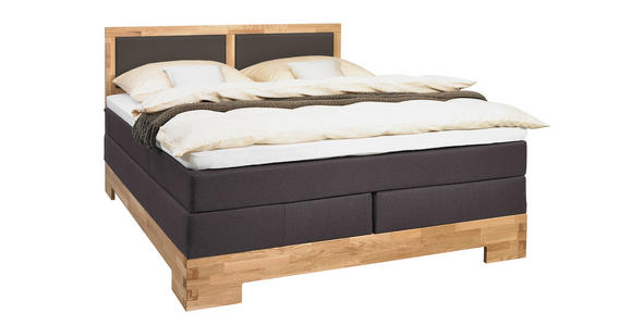 BOXSPRINGBETT 140/200 cm  in Schlammfarben, Eichefarben  - Schlammfarben/Eichefarben, Design, Holz/Textil (140/200cm) - Linea Natura