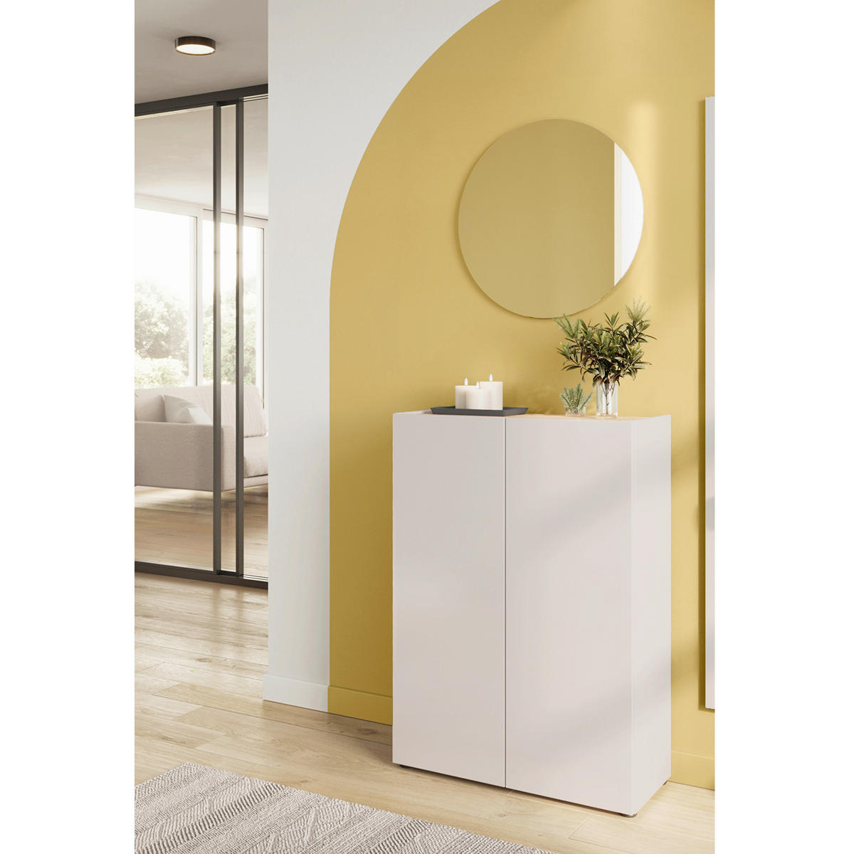 GARDEROBE 2-teilig  in 74/200/33 cm  - Kaschmir/Eichefarben, Design, Glas/Holzwerkstoff (74/200/33cm) - Germania