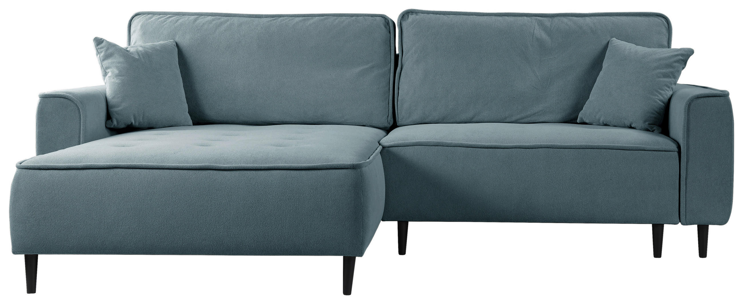 ECKSOFA Blau Flachgewebe  - Blau/Schwarz, Design, Holz/Textil (183/263cm) - MID.YOU