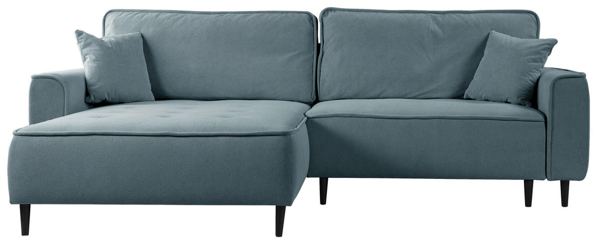 ECKSOFA Blau Flachgewebe  - Blau/Schwarz, Design, Holz/Textil (183/263cm) - MID.YOU