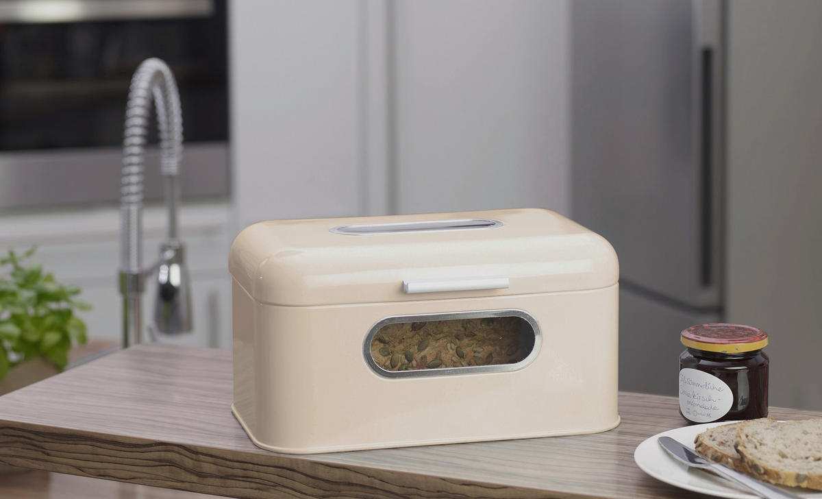 BROTKASTEN  - Creme, Basics, Metall (30/20/16,5cm) - Echtwerk