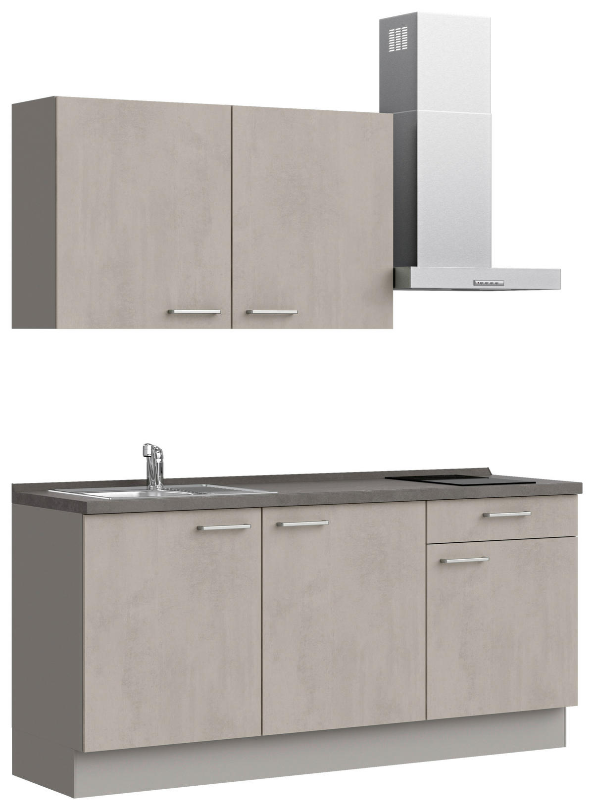 KÜCHENBLOCK Riva 180 cm  in Grau, Schieferfarben  - Schieferfarben/Edelstahlfarben, MODERN, Holzwerkstoff/Metall (180cm) - Nobilia