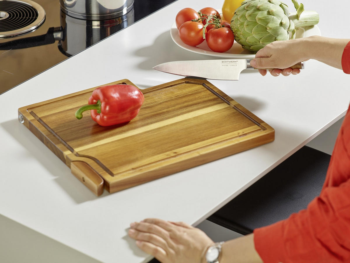 MESSERBLOCK 2-teilig  - Braun, Trend, Holz/Metall (35,8/41,5/3,5cm) - Echtwerk