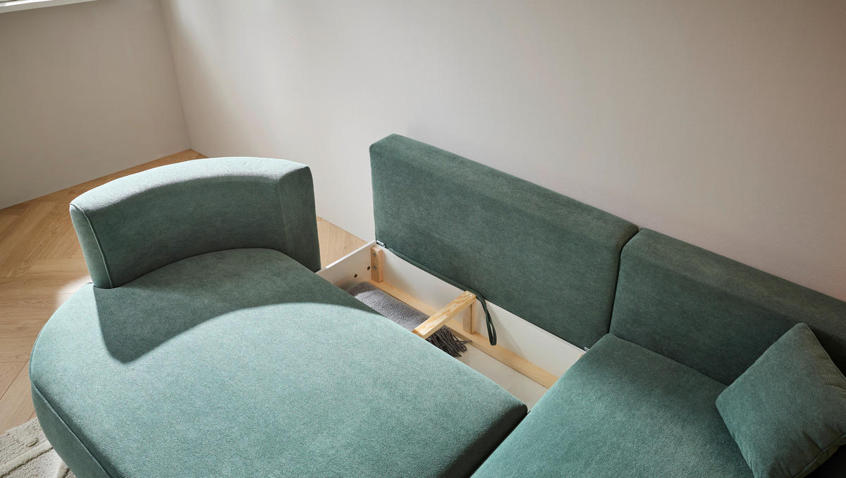 ECKSOFA in Webstoff Grün  - Schwarz/Grün, Modern, Kunststoff/Textil (284/183cm) - Welnova