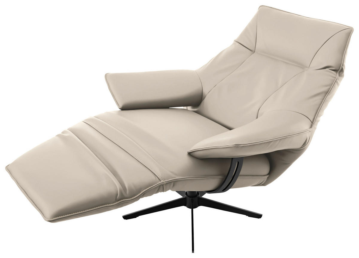 RELAXSESSEL in Leder Ecru  - Ecru/Beige, Design, Leder/Metall (92/79/82cm) - Dieter Knoll