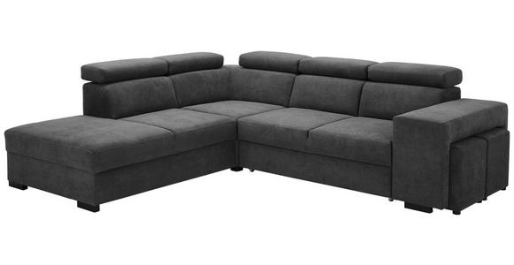 ECKSOFA  in Webstoff Dunkelgrau  - Dunkelgrau/Schwarz, KONVENTIONELL, Holz/Textil (244/283cm) - Carryhome