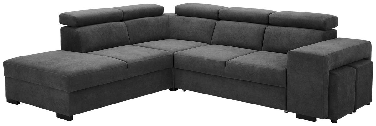 ECKSOFA Dunkelgrau Webstoff  - Dunkelgrau/Schwarz, KONVENTIONELL, Holz/Textil (244/283cm) - Carryhome