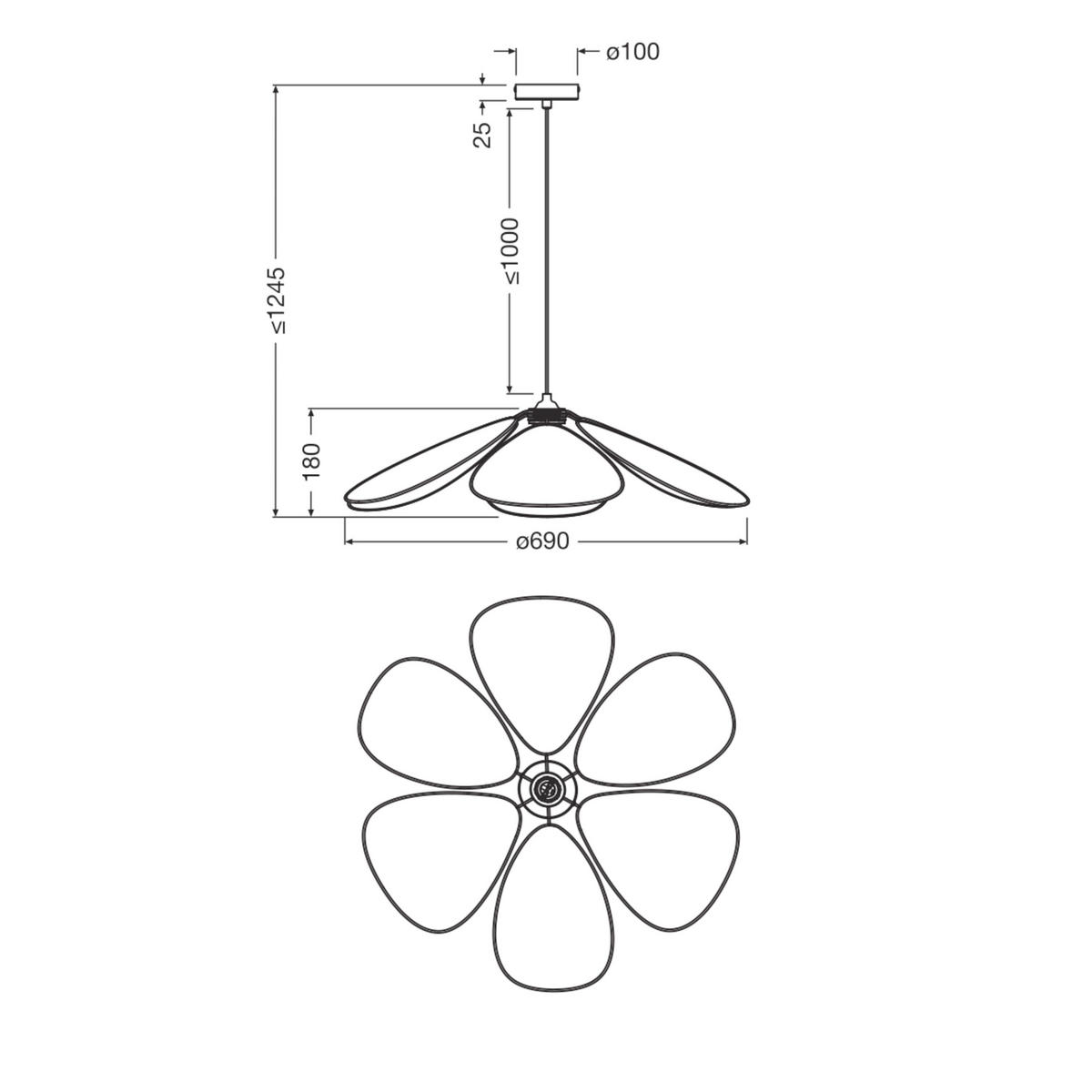 HÄNGELEUCHTE 69/124,5 cm  - Beige, Basics, Holz/Metall (69/124,5cm) - Osram