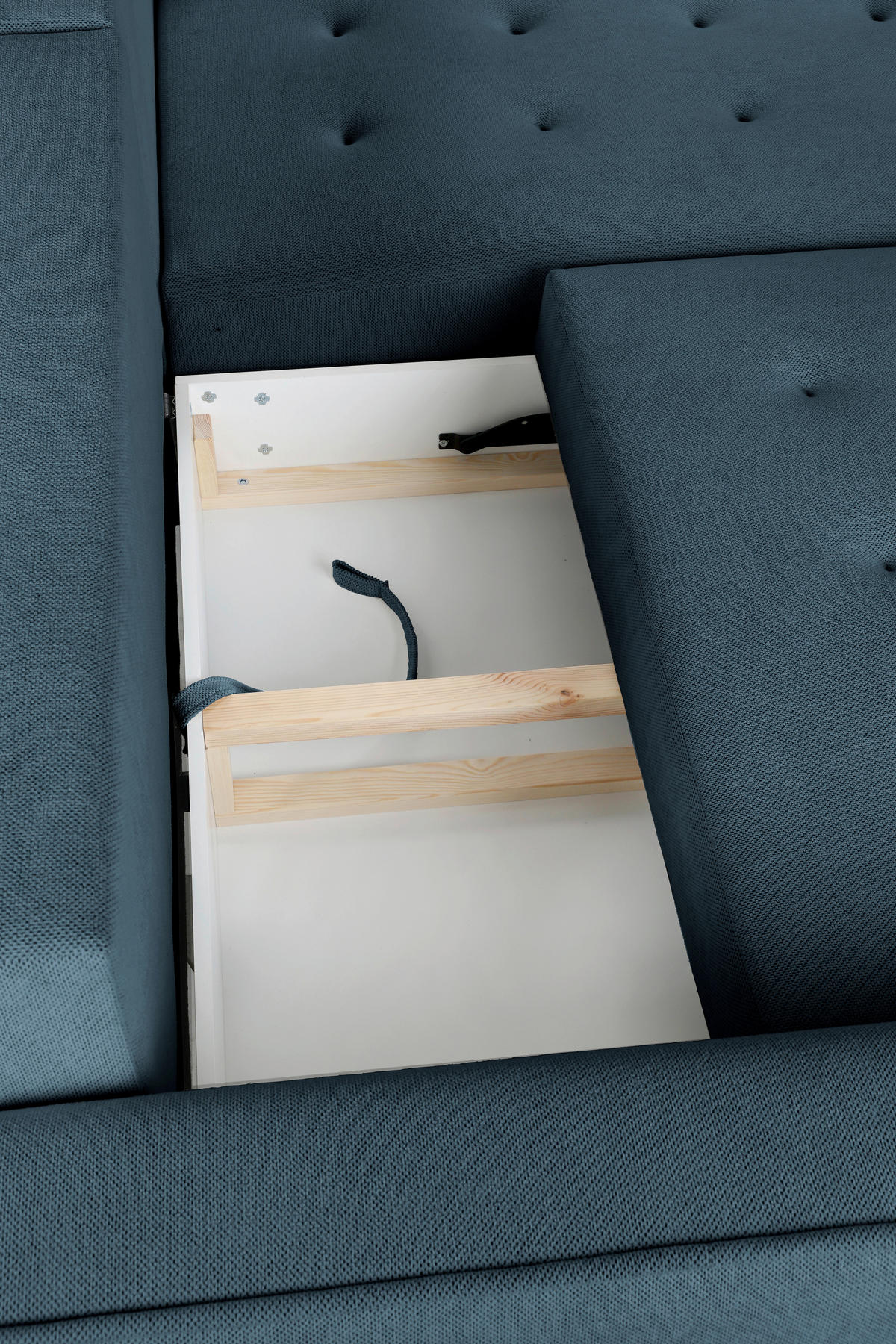 ECKSOFA in Chenille Blau  - Blau/Schwarz, Konventionell, Holz/Textil (266/180cm) - MID.YOU
