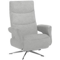 RELAXSESSEL Teddystoff Relaxfunktion, Fußteilverstellung    - Chromfarben/Hellgrau, Design, Textil/Metall (75/106/89cm) - Welnova