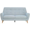 3-SITZER-SOFA Webstoff Blau  - Blau/Eichefarben, Design, Holz/Kunststoff (200/105/84cm) - Carryhome