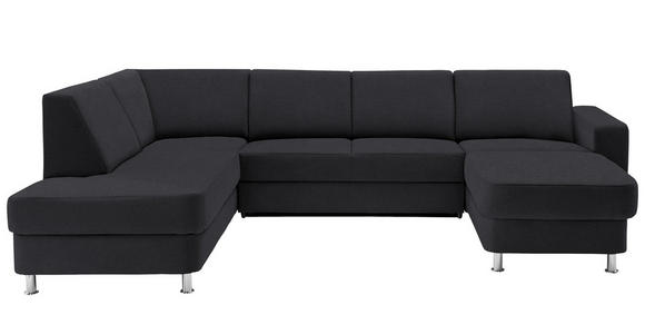 WOHNLANDSCHAFT  in Chenille Dunkelgrau  - Chromfarben/Dunkelgrau, Design, Kunststoff/Textil (198/301/165cm) - Xora