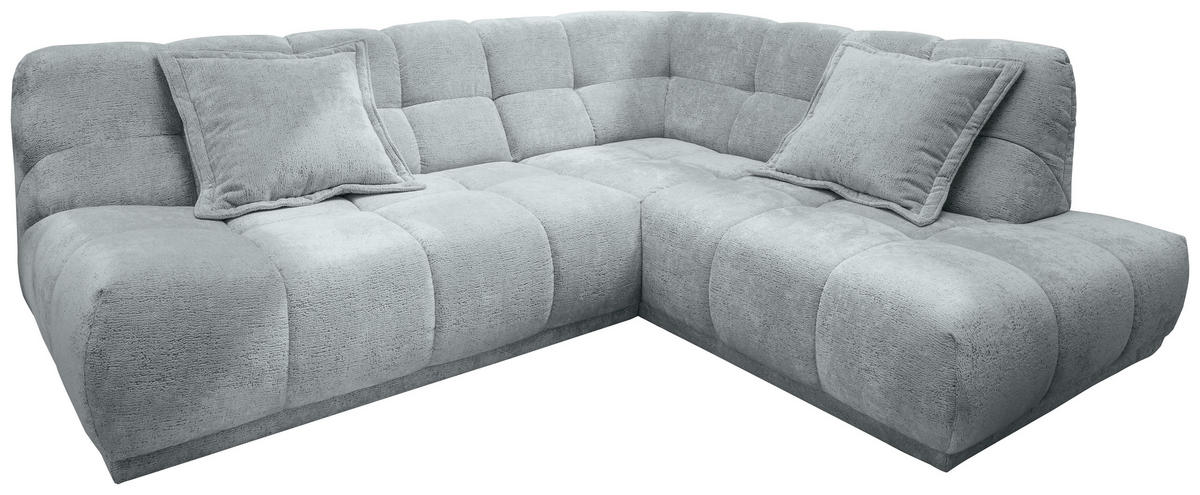 ECKSOFA Chenille Hellblau  - Schwarz/Hellblau, Modern, Kunststoff/Textil (254/203cm) - Livetastic