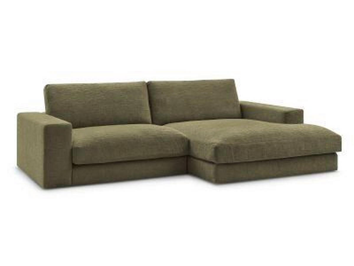 ECKSOFA Ottomane rechts  LEONARD  Grün Struktur  - Schwarz/Grün, MODERN, Kunststoff/Textil (274/159cm)