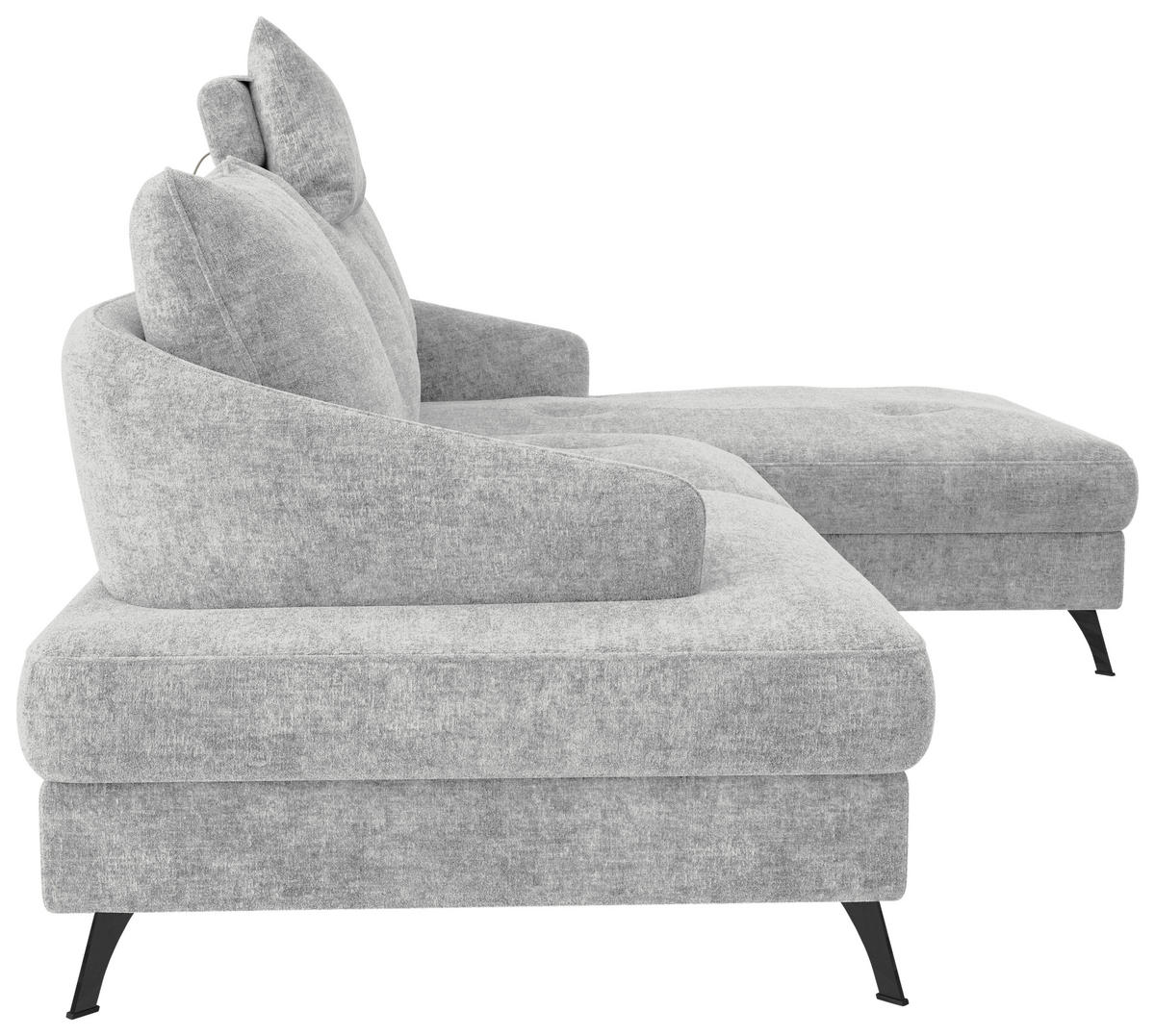 ECKSOFA in Webstoff Hellgrau  - Hellgrau/Schwarz, Konventionell, Textil/Metall (293/183cm) - Carryhome