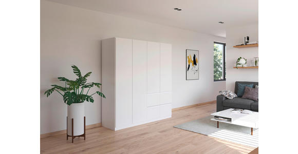 KLEIDERSCHRANK ASRA - Weiß, Trend, Holzwerkstoff/Kunststoff (181/197/54cm) - Xora
