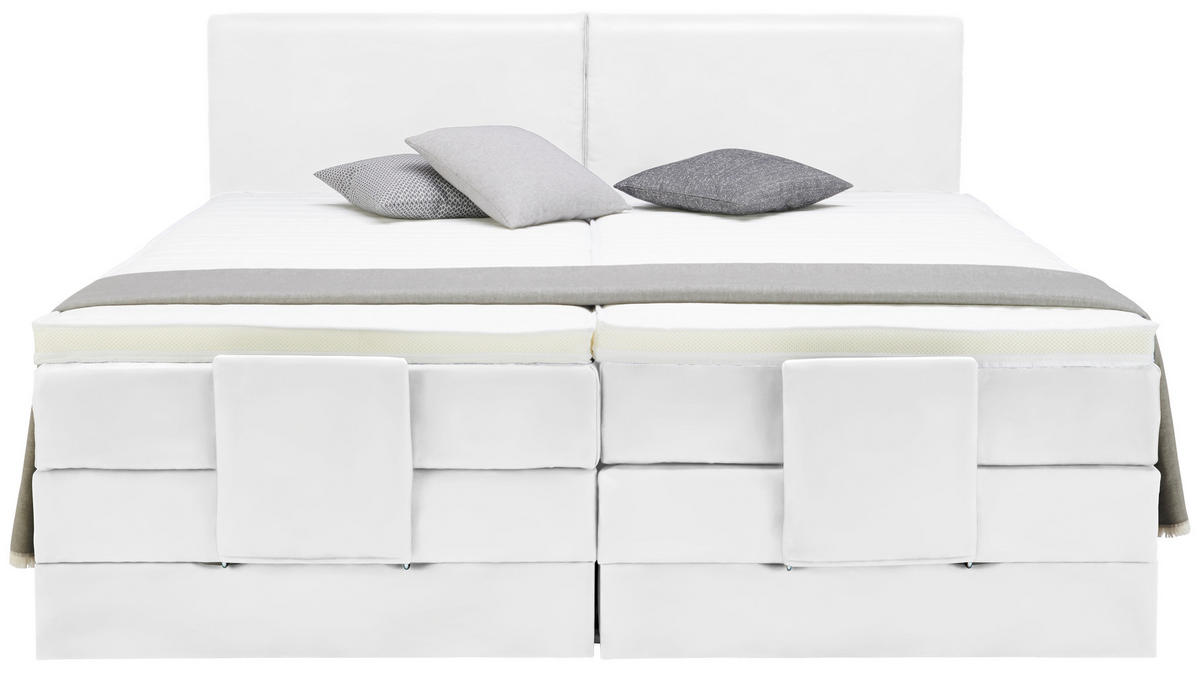 BOXSPRINGBETT 160/200 cm  in Weiss  - Weiss/Schwarz, Design, Kunststoff/Textil (160/200cm) - Hom`in
