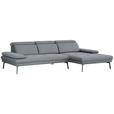ECKSOFA Ottomane rechts, Eckteil  More_LZ Dunkelgrau Webstoff  - Dunkelgrau/Schwarz, Design, Textil/Metall (296/188cm) - Xora