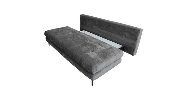 SCHLAFSOFA  mit Liegefunktion, Schlafen auf Sitzhöhe, Rücken echt Chenille Graphitfarben  - Schwarz/Graphitfarben, KONVENTIONELL, Textil/Metall (203/94/96cm) - Carryhome