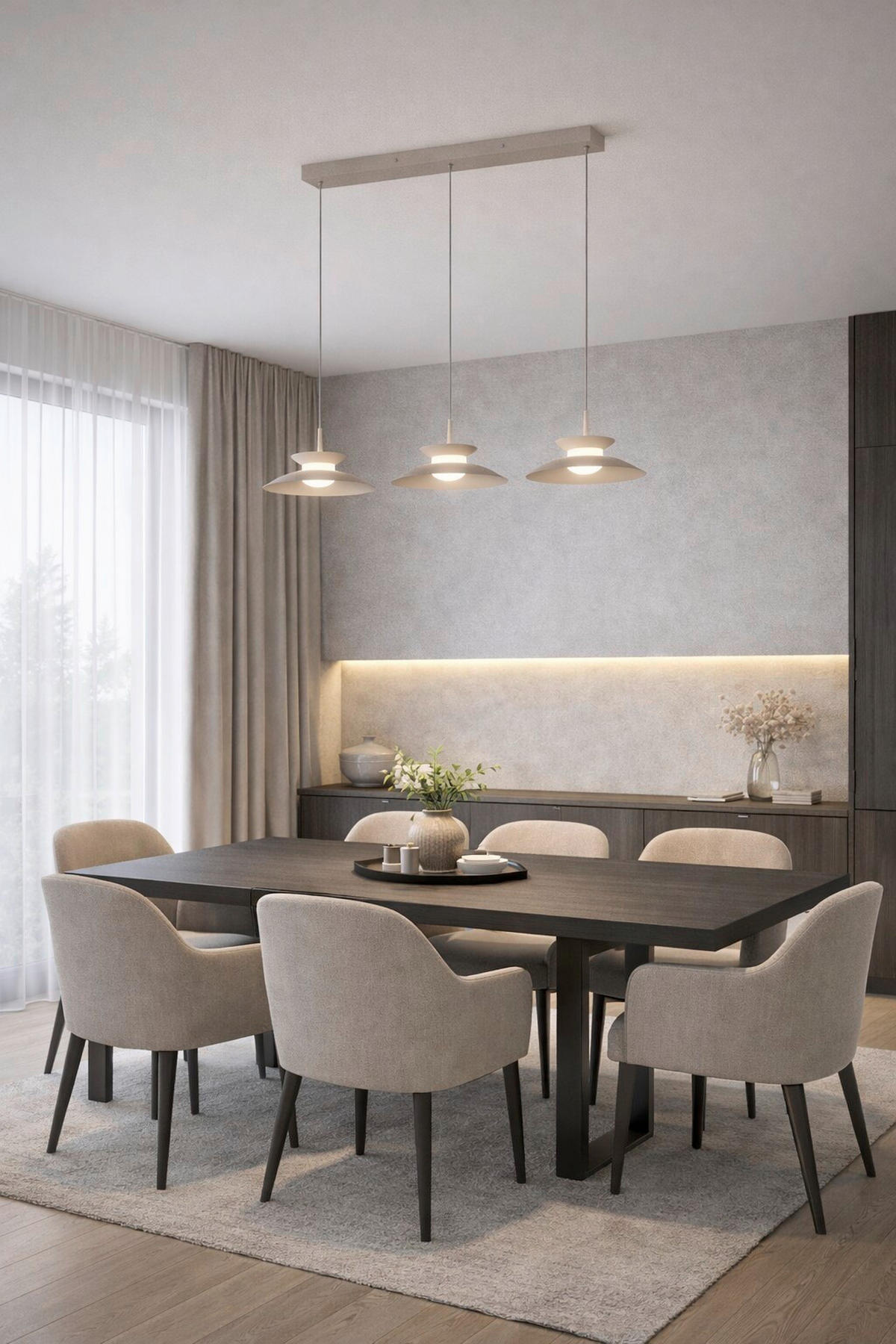 LED-HÄNGELEUCHTE Gubbio 94/150/22 cm  - Sandfarben, Design, Metall (94/150/22cm)