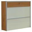 SCHUHSCHRANK 102/98/34 cm  - Eichefarben/Alufarben, Design, Glas/Holzwerkstoff (102/98/34cm) - Dieter Knoll