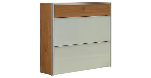 SCHUHSCHRANK 102/98/34 cm  - Eichefarben/Alufarben, Design, Glas/Holzwerkstoff (102/98/34cm) - Dieter Knoll