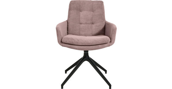 ARMLEHNSTUHL  Stoffauswahl, Typenauswahl, Sitzfläche 360° drehbar, Gestellauswahl Cord  - Altrosa/Schwarz, Design, Textil/Metall (63/90/69cm) - Johann Jakob
