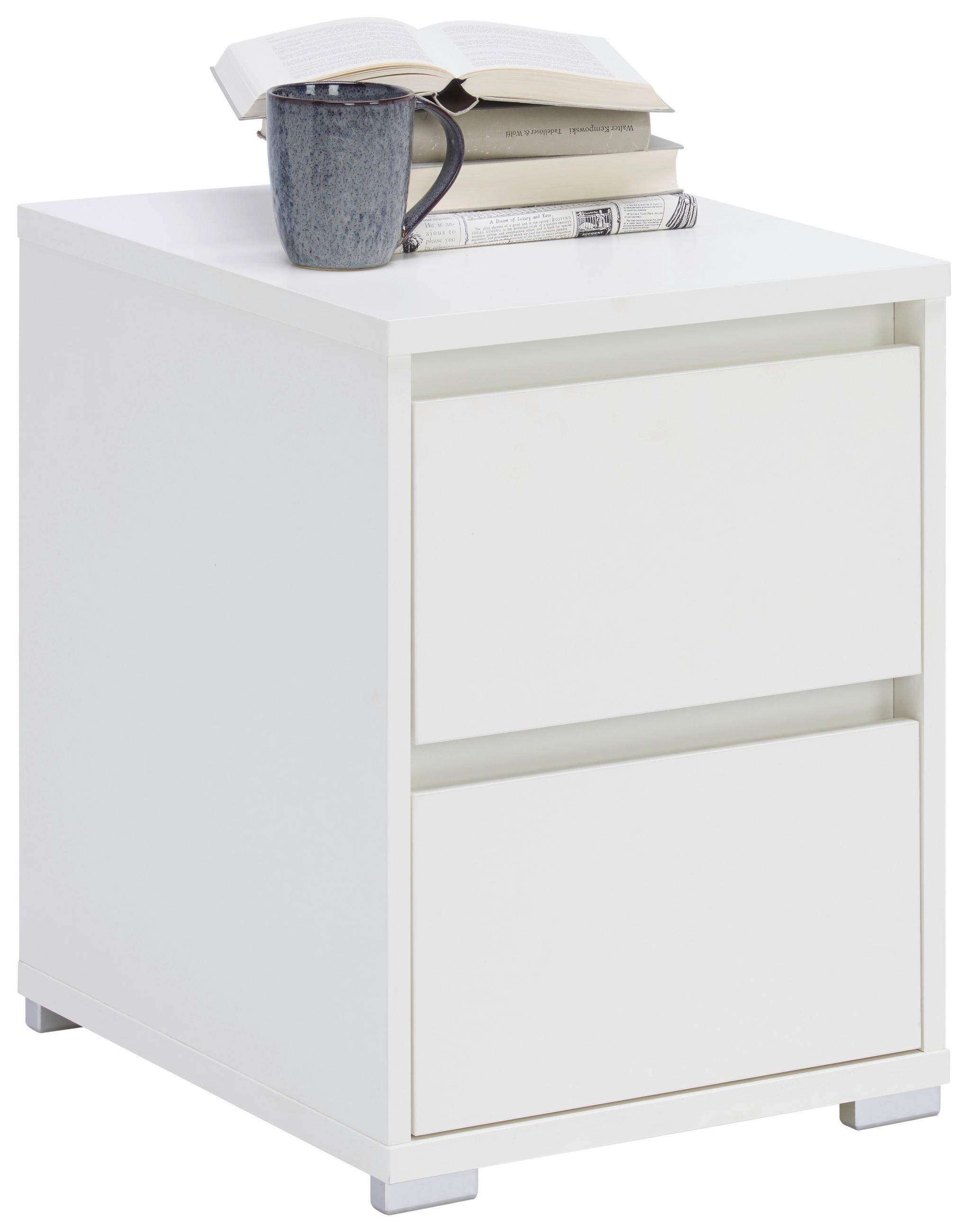 NACHTSCHRANK 40/55/48 cm  - Alufarben/Weiß, Design, Holzwerkstoff/Kunststoff (40/55/48cm) - Carryhome
