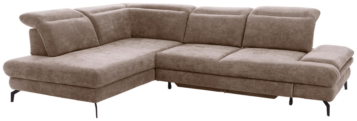 SEDEŽNA GARNITURA, fango  - fango/črna, Design, kovina/tekstil (213/295cm) - Stylife