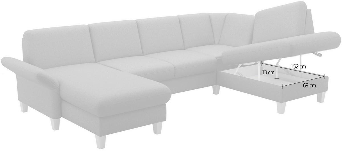 WOHNLANDSCHAFT Hellbraun Flachgewebe  - Hellbraun/Eichefarben, KONVENTIONELL, Holz/Textil (164/314/195cm) - Sit & More
