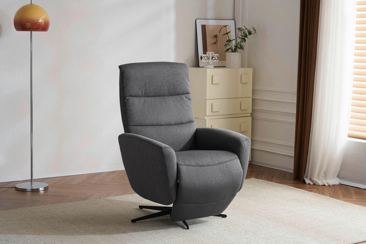 RELAXSESSEL in Textil Dunkelgrau  - Dunkelgrau/Schwarz, Design, Textil/Metall (76/104/77cm) - Livetastic