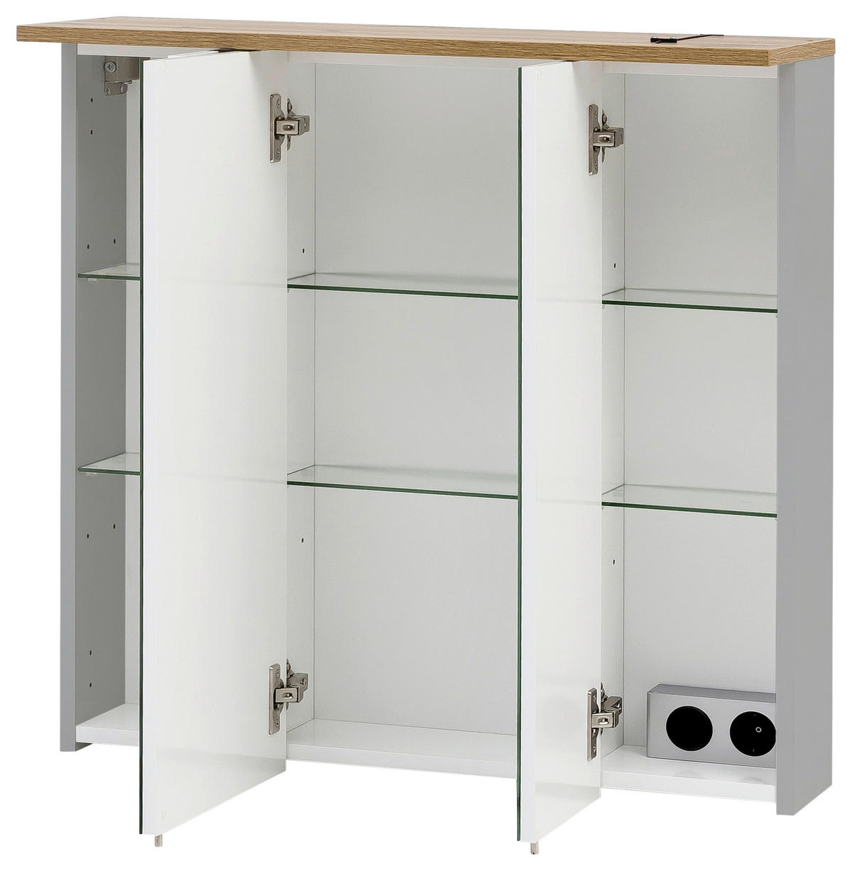 SPIEGELSCHRANK 70,4/72,3/23,7 cm  - Platinfarben/Eichefarben, MODERN, Glas/Holzwerkstoff (70,4/72,3/23,7cm) - Stylife