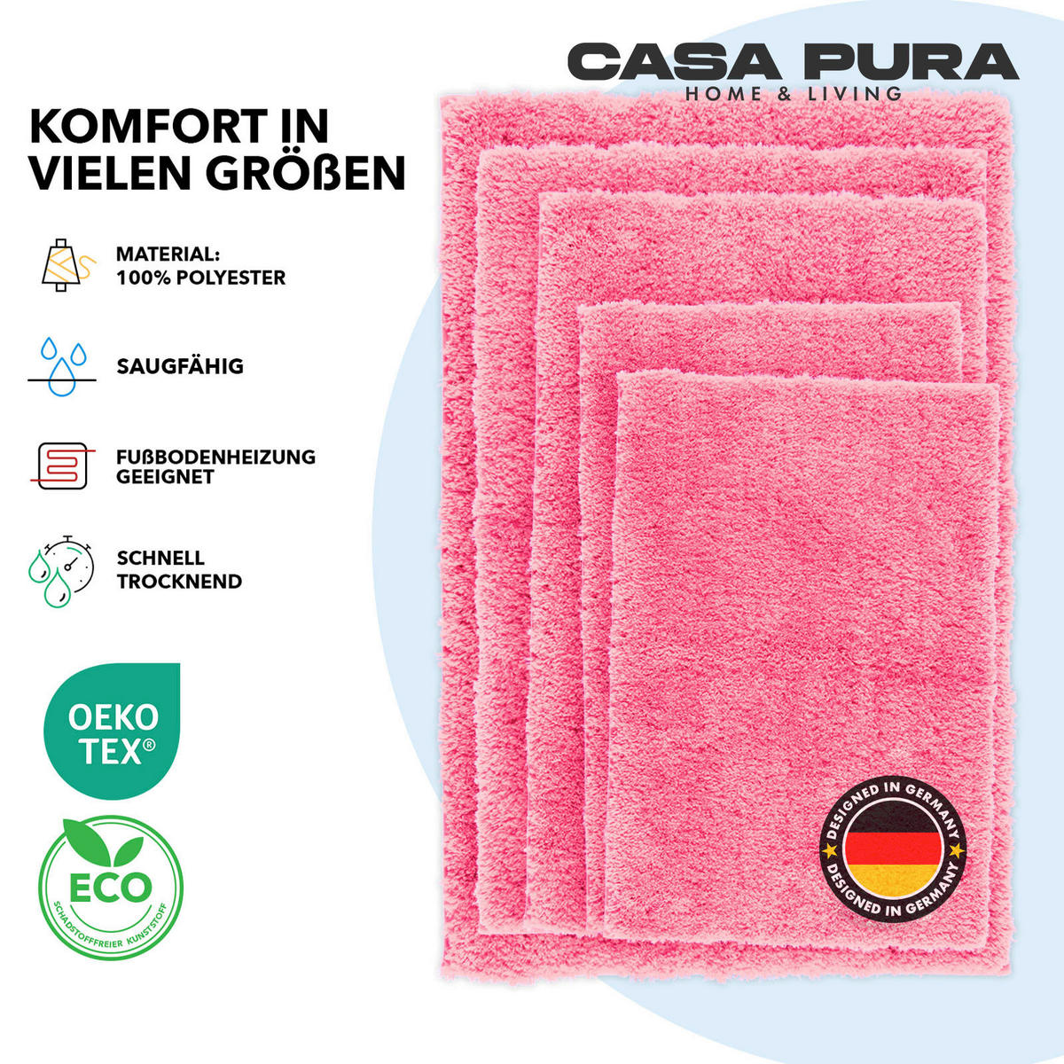 BADEMATTE SKY Rosa 50/60 cm  - Rosa, Basics, Kunststoff/Textil (50/60cm) - Floordirekt