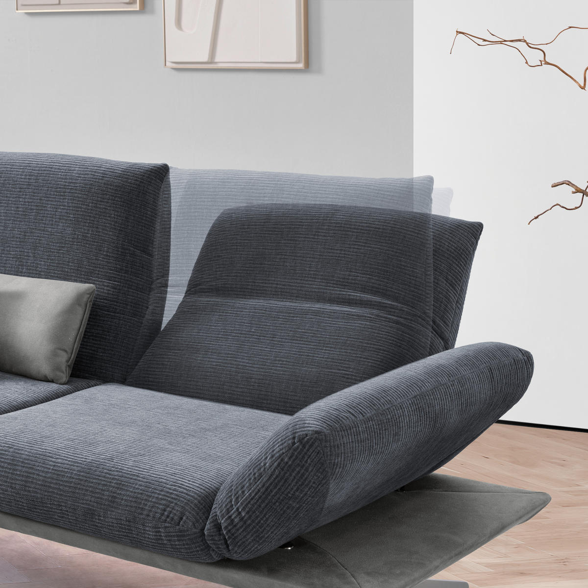 ECKSOFA  in Flachgewebe Dunkelgrau  209/277 cm  - Edelstahlfarben/Dunkelgrau, Design, Textil/Metall (209/277cm) - Koinor