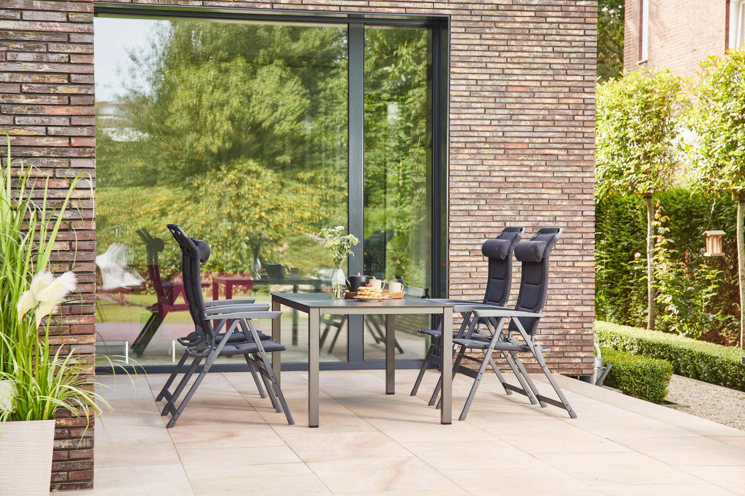 Gartengarnitur 5-Tlg. Aluminium Kunststoff Mitpolster