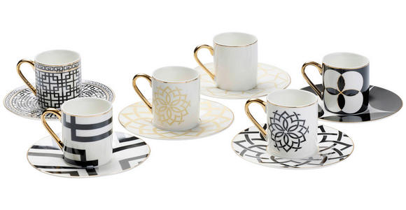 TASSENSET 12-teilig  - Goldfarben/Schwarz, Trend, Keramik - Novel