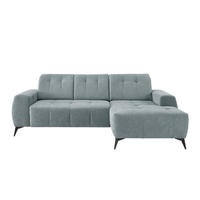 ECKSOFA in Chenille Mintgrün  - Schwarz/Mintgrün, Modern, Textil/Metall (258/180cm) - Livetastic