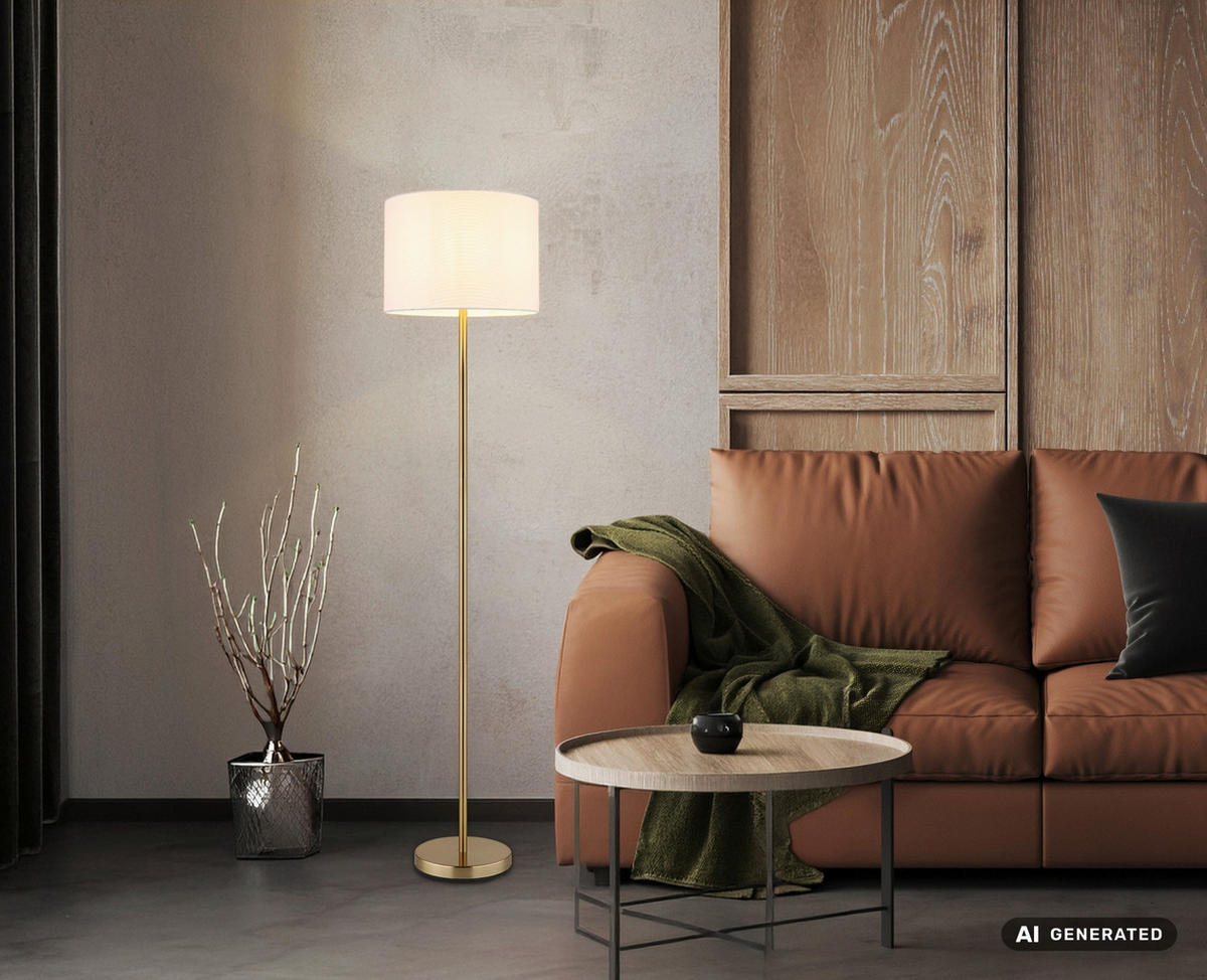 STEHLEUCHTE Truett 35/151 cm  - Messingfarben/Schwarz, Design, Kunststoff/Textil (35/151cm) - Globo