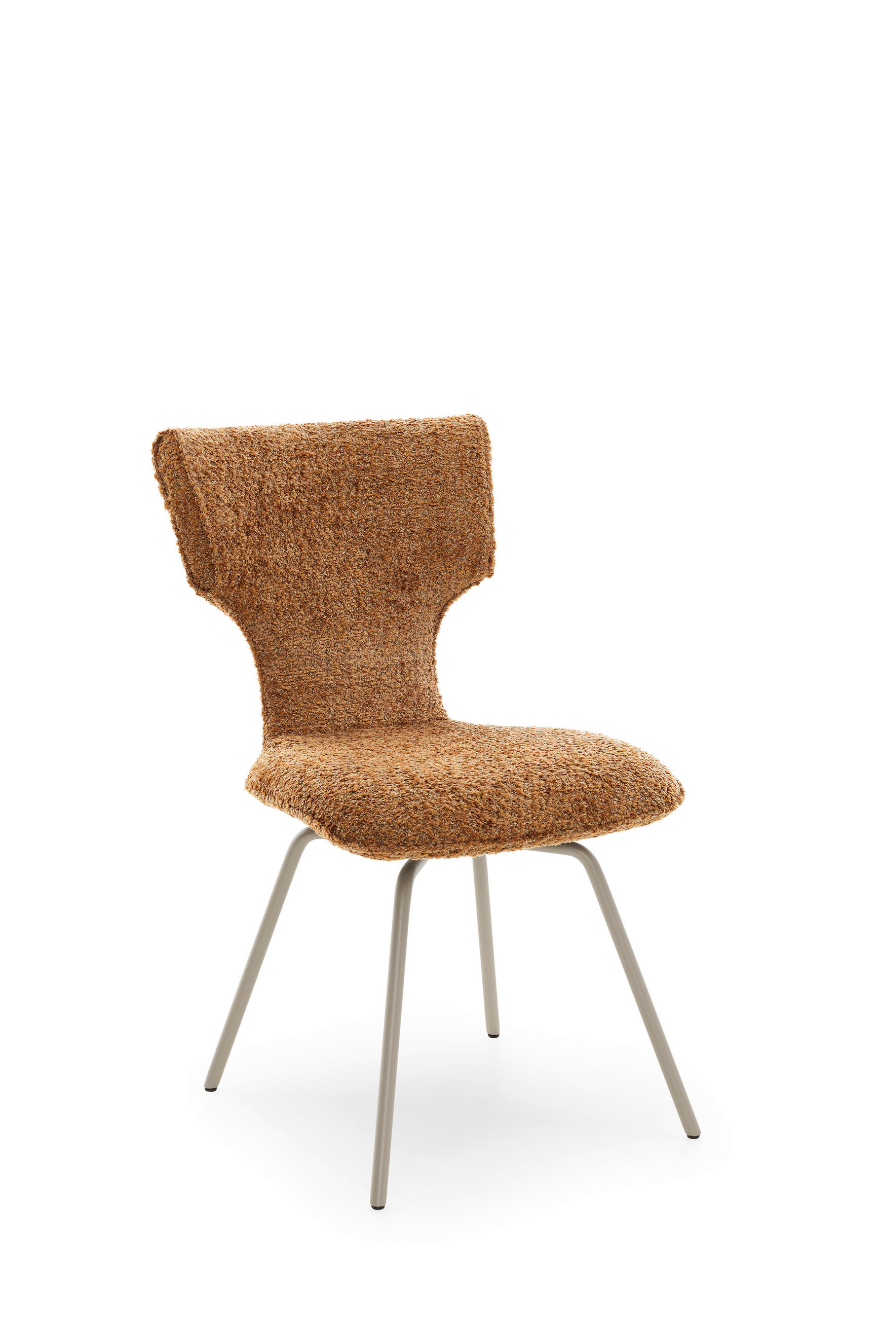 STUHL  Stoff-/Lederauswahl Chenille  - Cognac/Beige, Design, Textil/Metall (51/88/64cm) - Musterring