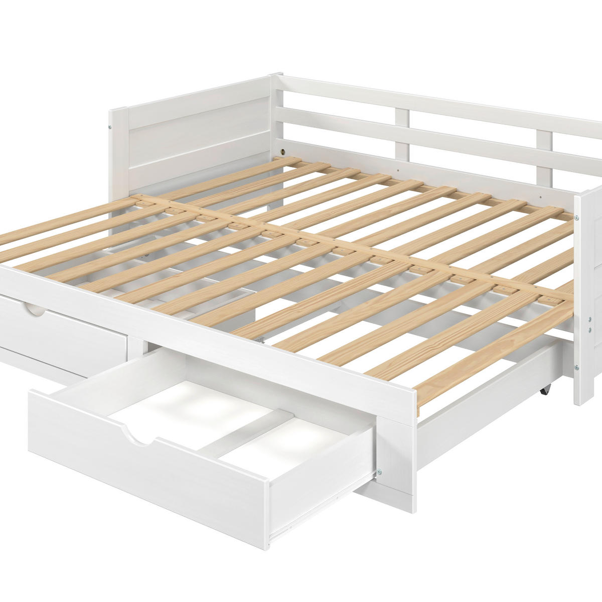 AUSZIEHBETT 200/100 cm Weiss  - Weiss/Naturfarben, Modern, Holz/Holzwerkstoff (200/100cm) - MID.YOU