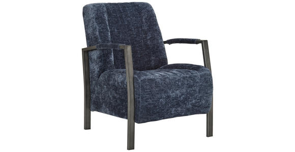 SESSEL Teddystoff Blau    - Blau/Schwarz, Design, Textil/Metall (65/83/80cm) - Ambia Home