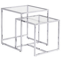 BEISTELLTISCHSET quadratisch Klar, Chromfarben  - Klar/Chromfarben, Design, Glas/Metall (40-45/40-45/40-50cm) - Carryhome