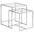 BEISTELLTISCHSET quadratisch Klar, Chromfarben  - Klar/Chromfarben, Design, Glas/Metall (40-45/40-45/40-50cm) - Carryhome
