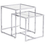 BEISTELLTISCHSET quadratisch Klar, Chromfarben  - Klar/Chromfarben, Design, Glas/Metall (40-45/40-45/40-50cm) - Carryhome
