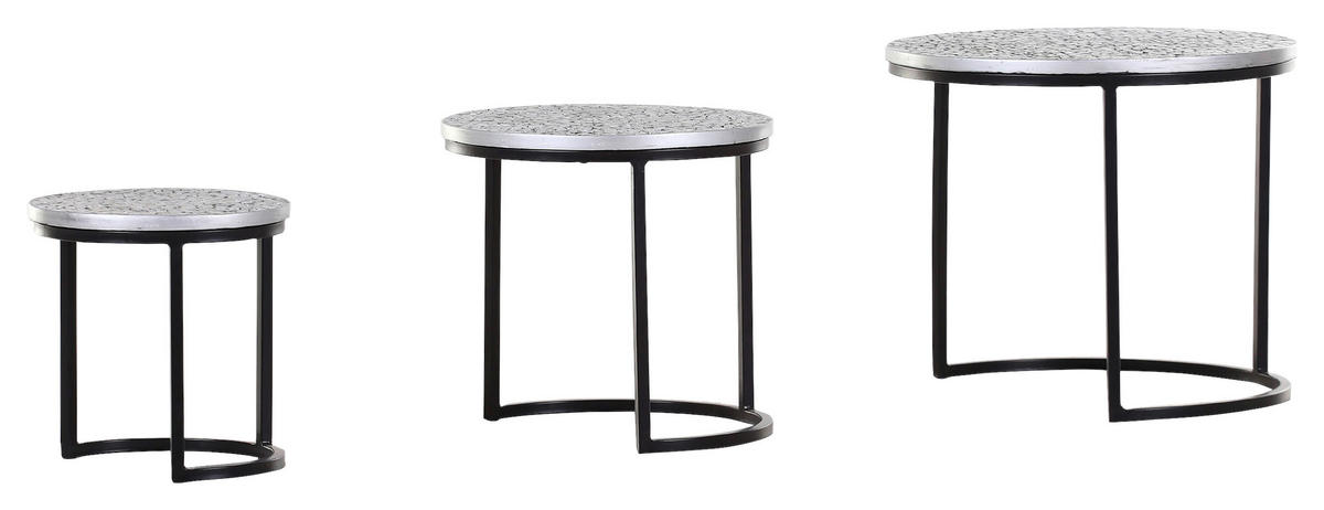 SET DE TABLES BASSES in Metall, Holzwerkstoff 30-51/30-51/31-44 cm  - Silberfarben/Schwarz, Design, Holzwerkstoff/Metall (30-51/30-51/31-44cm) - Boxxx